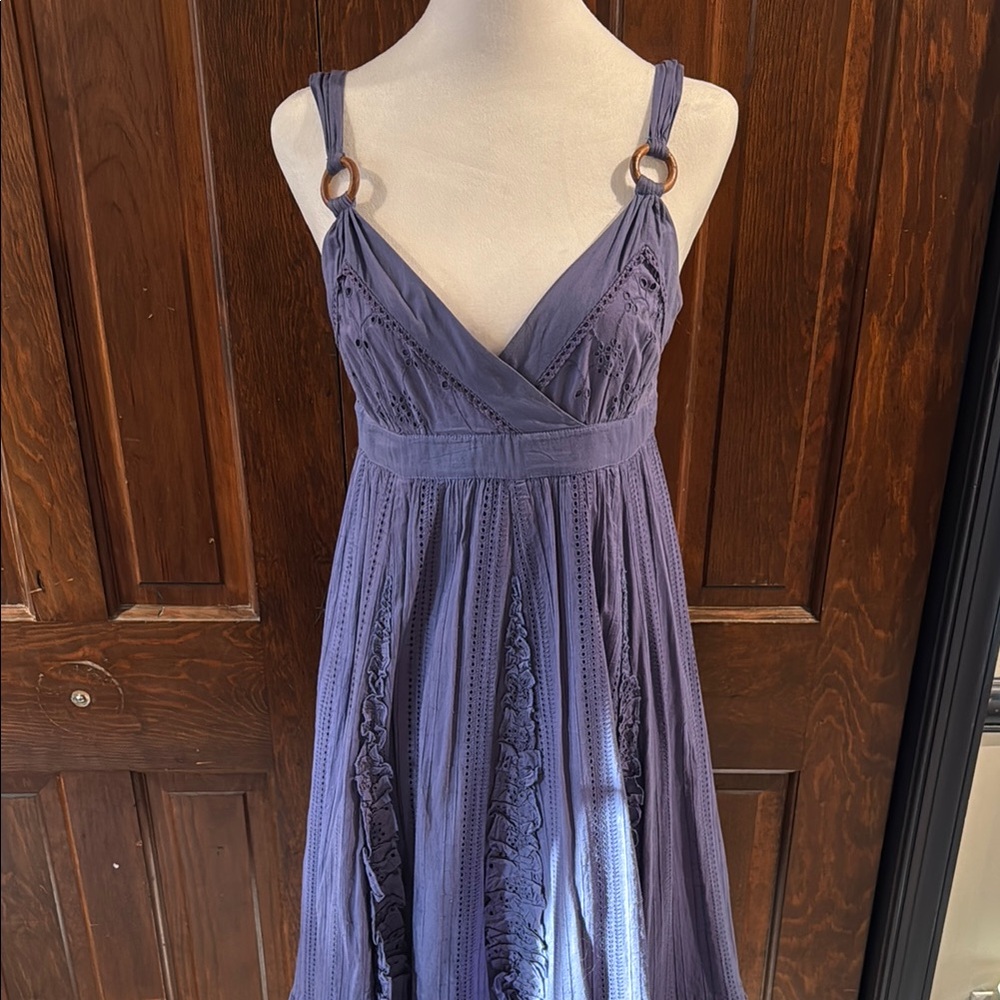 Anthropologie Lithe Purple Midi Sundress with Spaghetti Straps and V-Neck